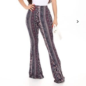 Fashion Nova Multicolor Patterned Flare Pants